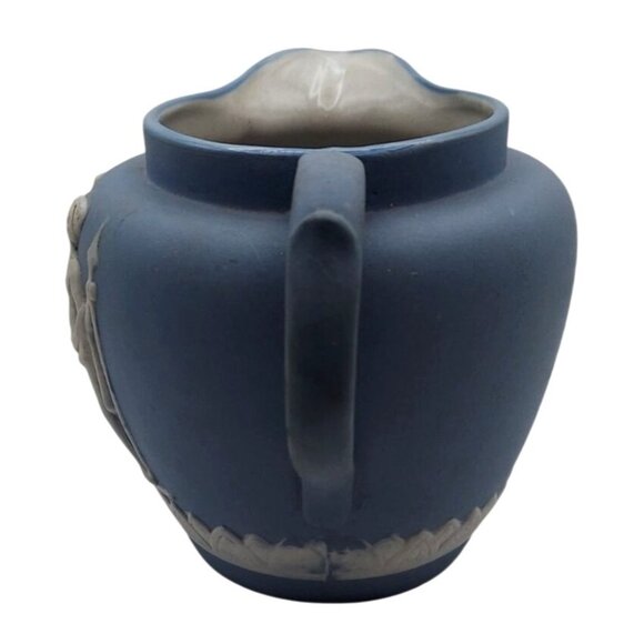 Vintage Blue & White Jasperware Style Pitcher With Neo-Classical Design Japan - Picture 4 of 9